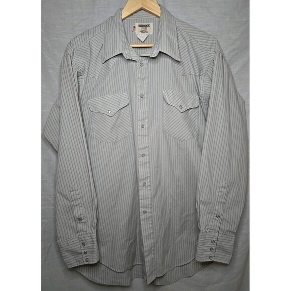 Vintage USA Ruddock Cowboy Western Men's Pearl Snap Pinstriped Shirt 17½ x 35 - Picture 1 of 7
